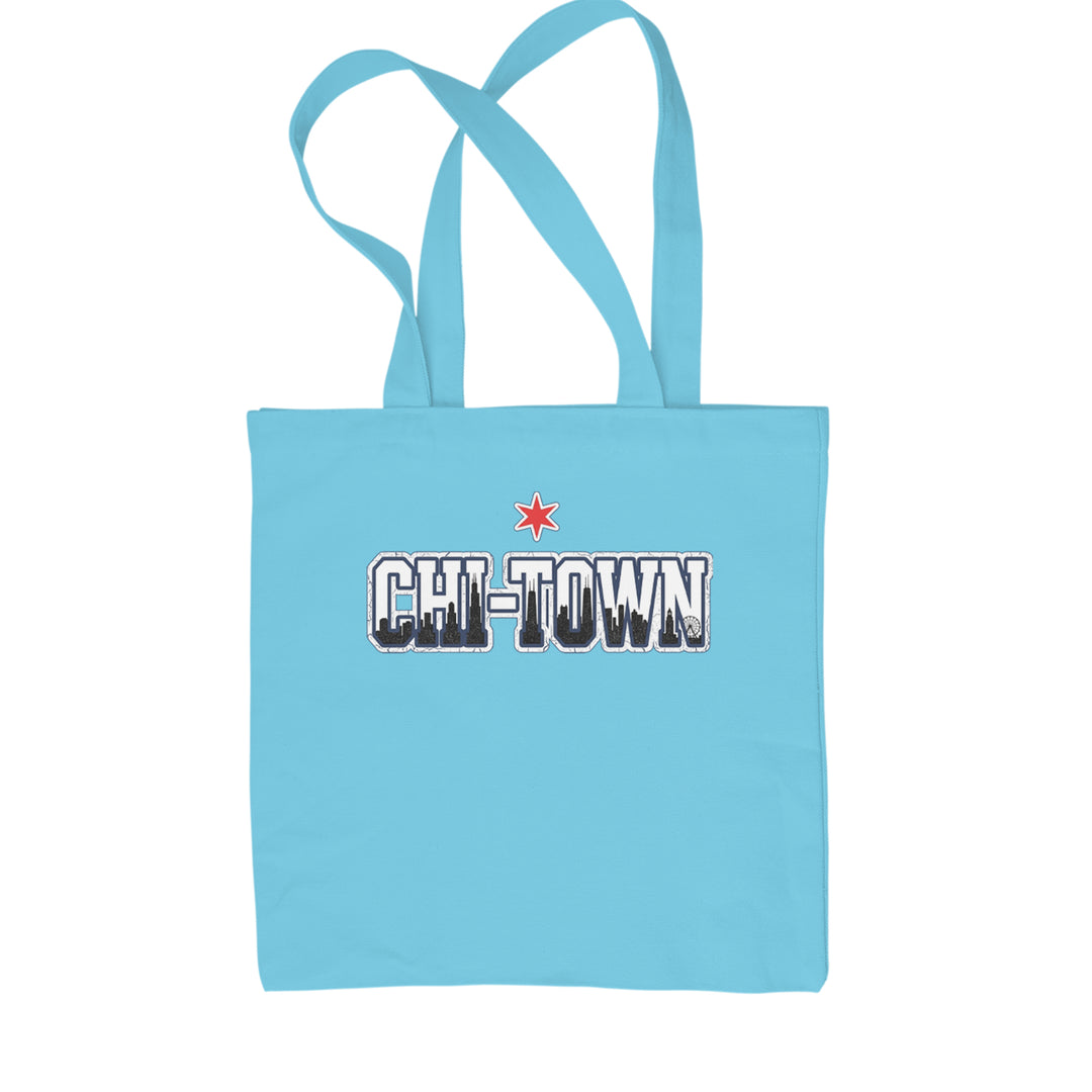 Chicago Chi-Town City Pride Shopping Tote Bag Sky Blue