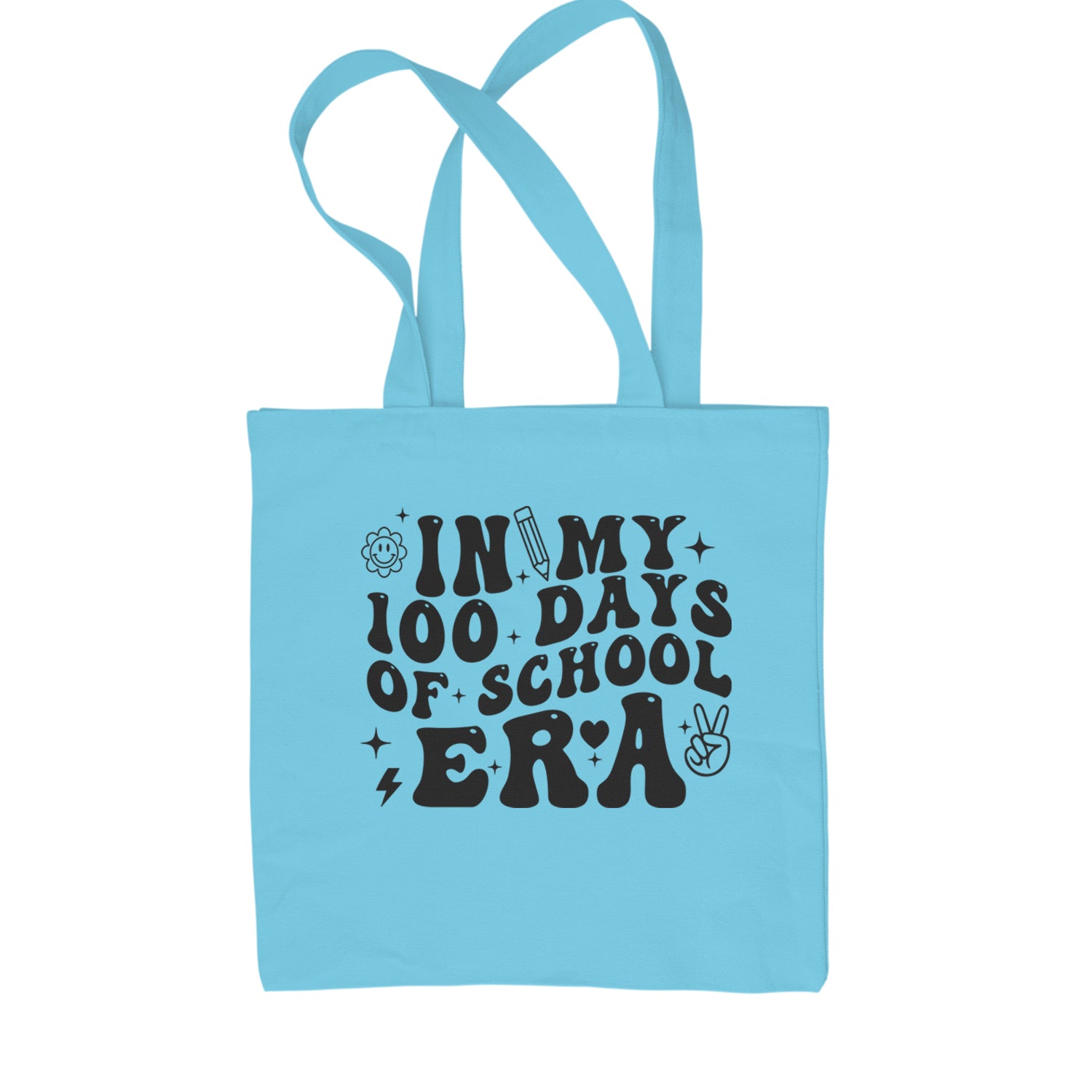 In My 100 Days Of School Era Shopping Tote Bag Sky Blue