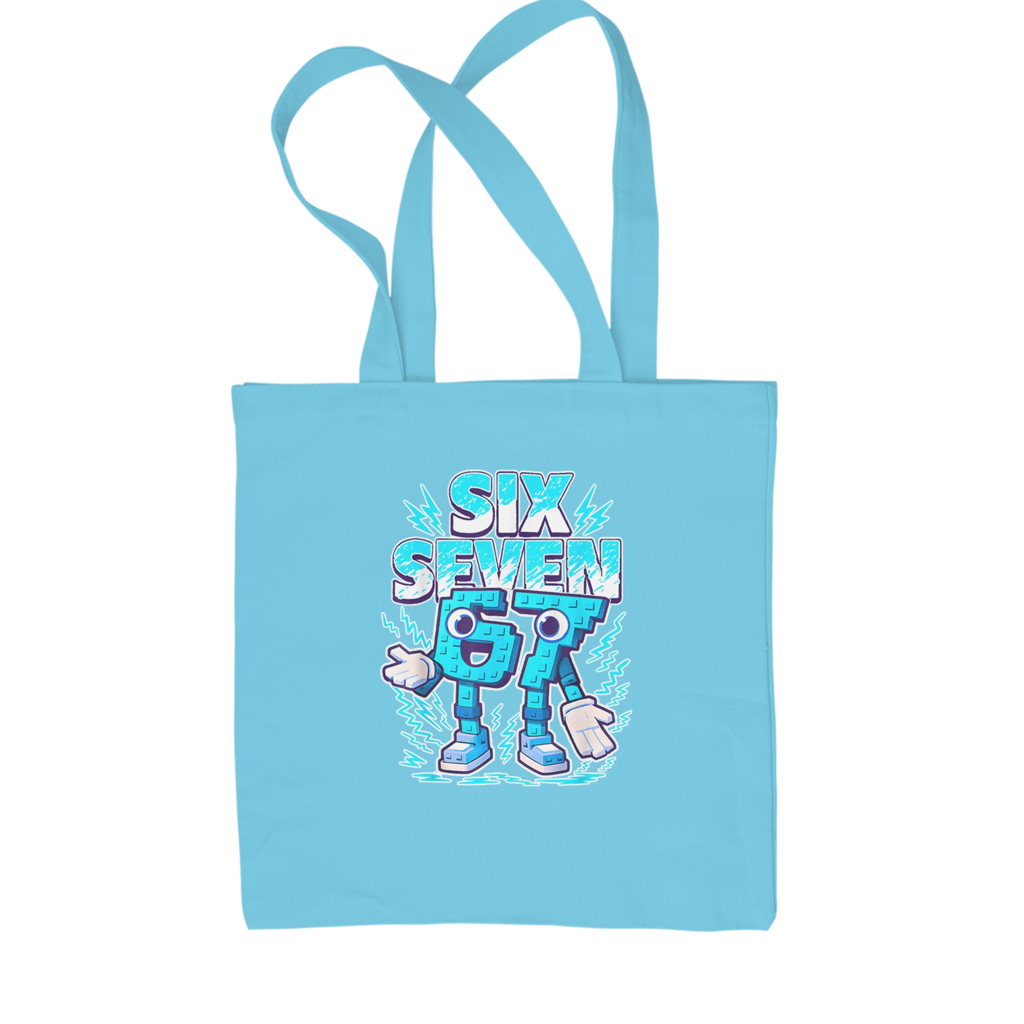 67 Brainrot Meme Slang Shopping Tote Bag Sky Blue