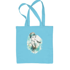 Mrs. Herpburn Iconic Watercolors Shopping Tote Bag Sky Blue
