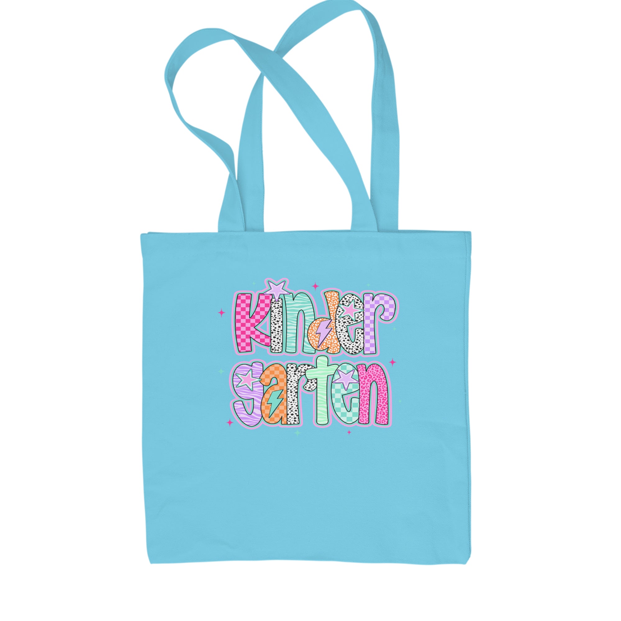 Kindergarten Cutie Colorful Back to School Shopping Tote Bag Sky Blue