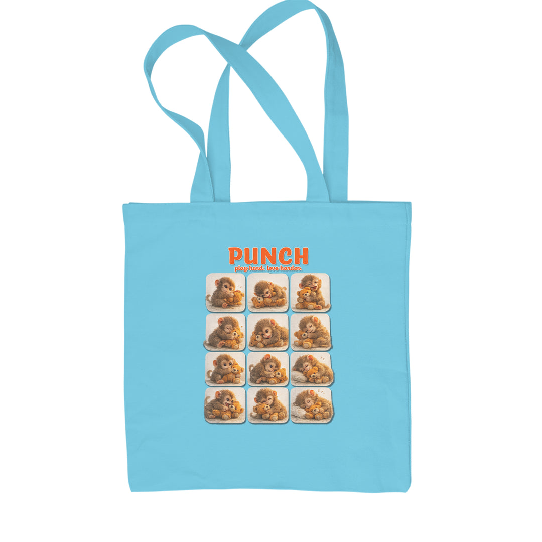 Punch Play Hard Love Harder Shopping Tote Bag Sky Blue