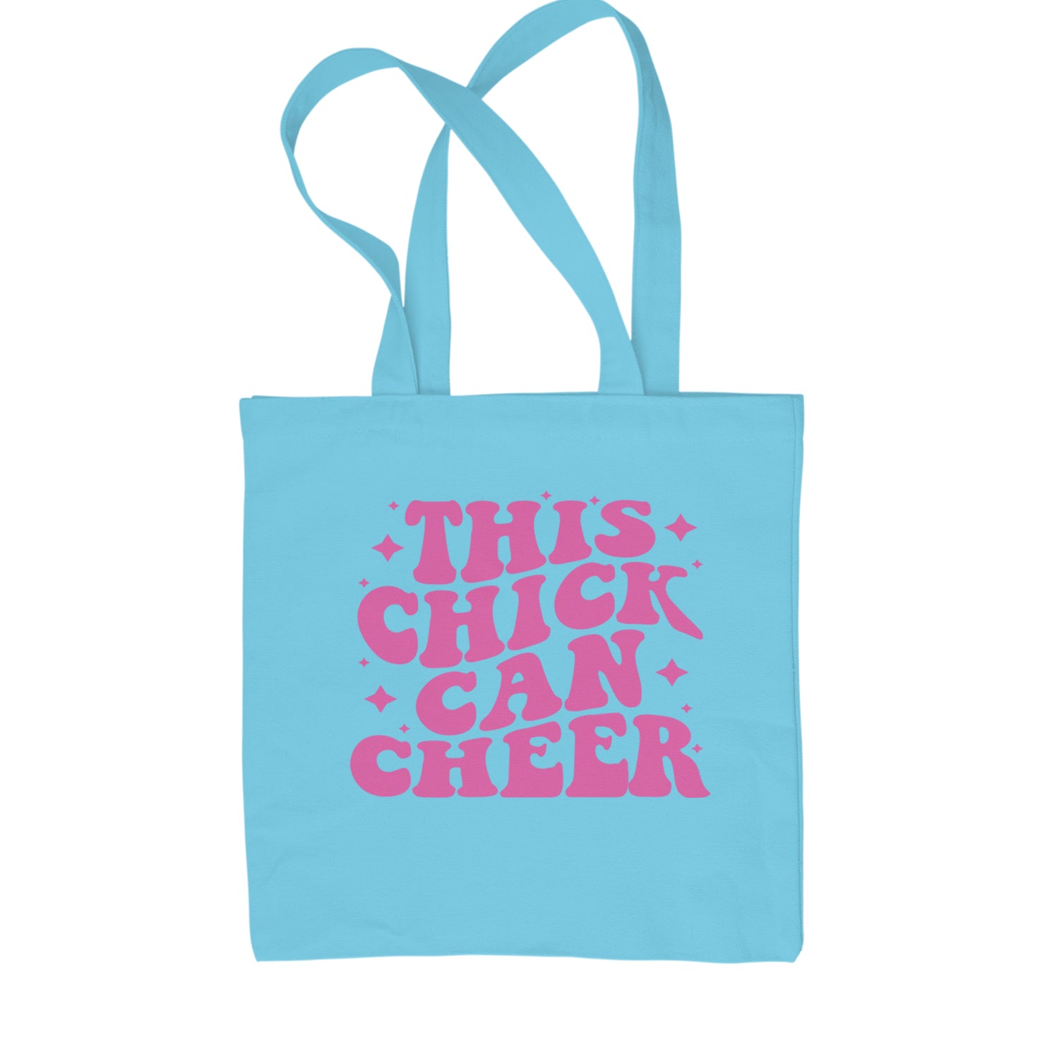 This Chick Can Cheer Shopping Tote Bag Sky Blue