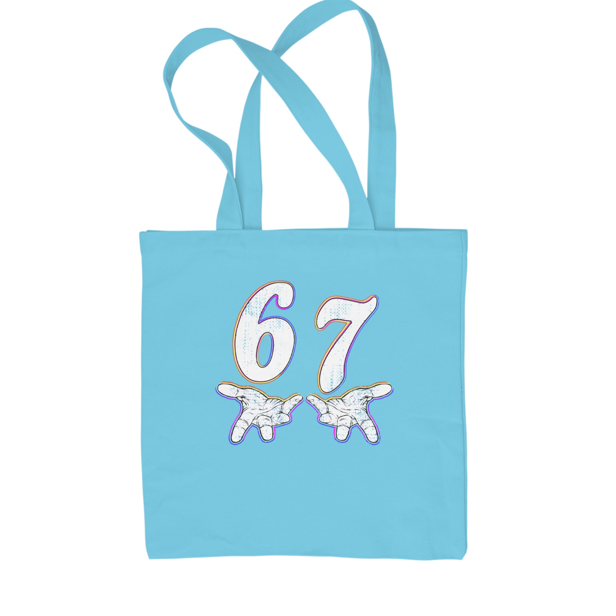 67 Hands Meme Viral Drill Shopping Tote Bag Sky Blue