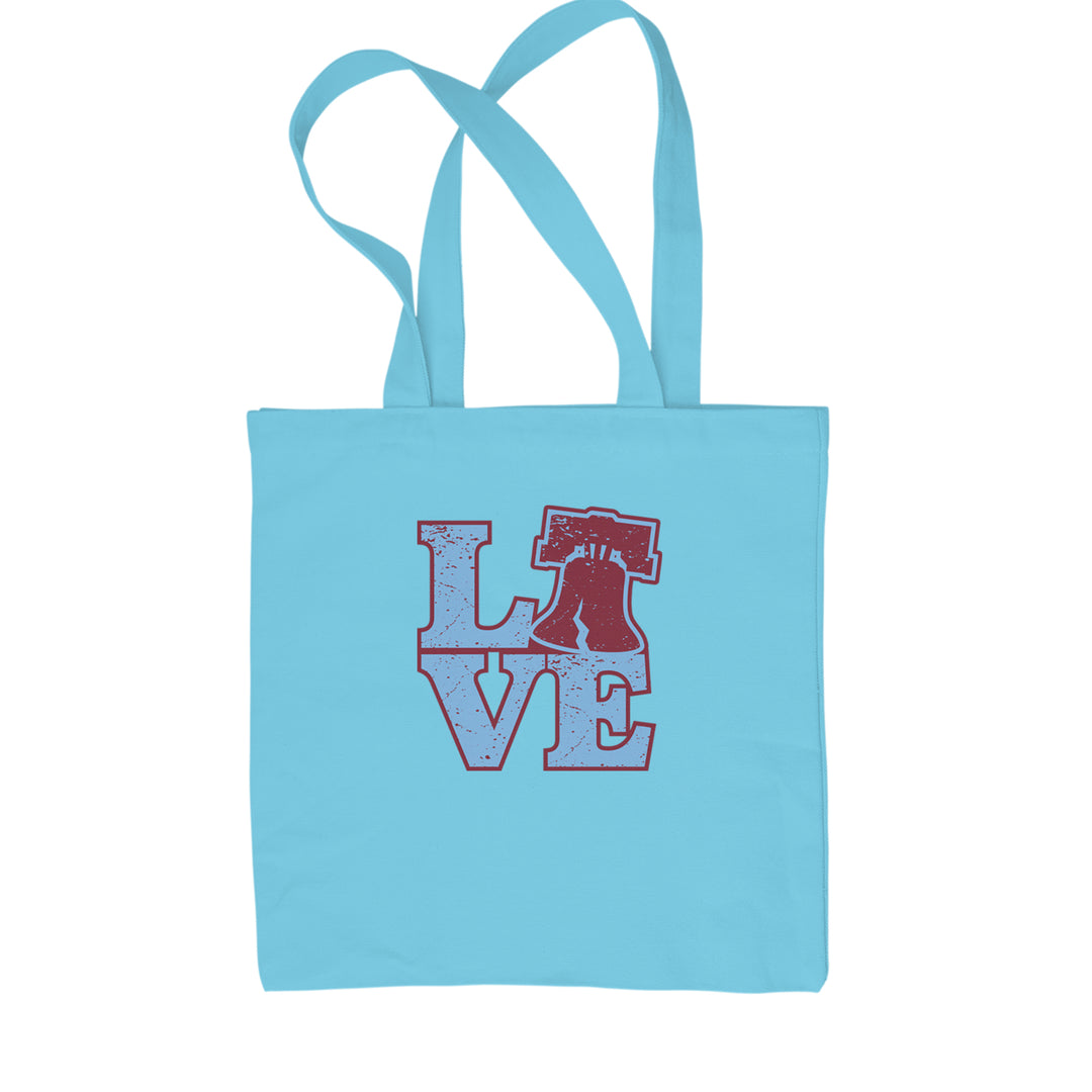 Love Philly Liberty Bell Shopping Tote Bag Sky Blue