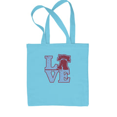 Love Philly Liberty Bell Shopping Tote Bag Sky Blue