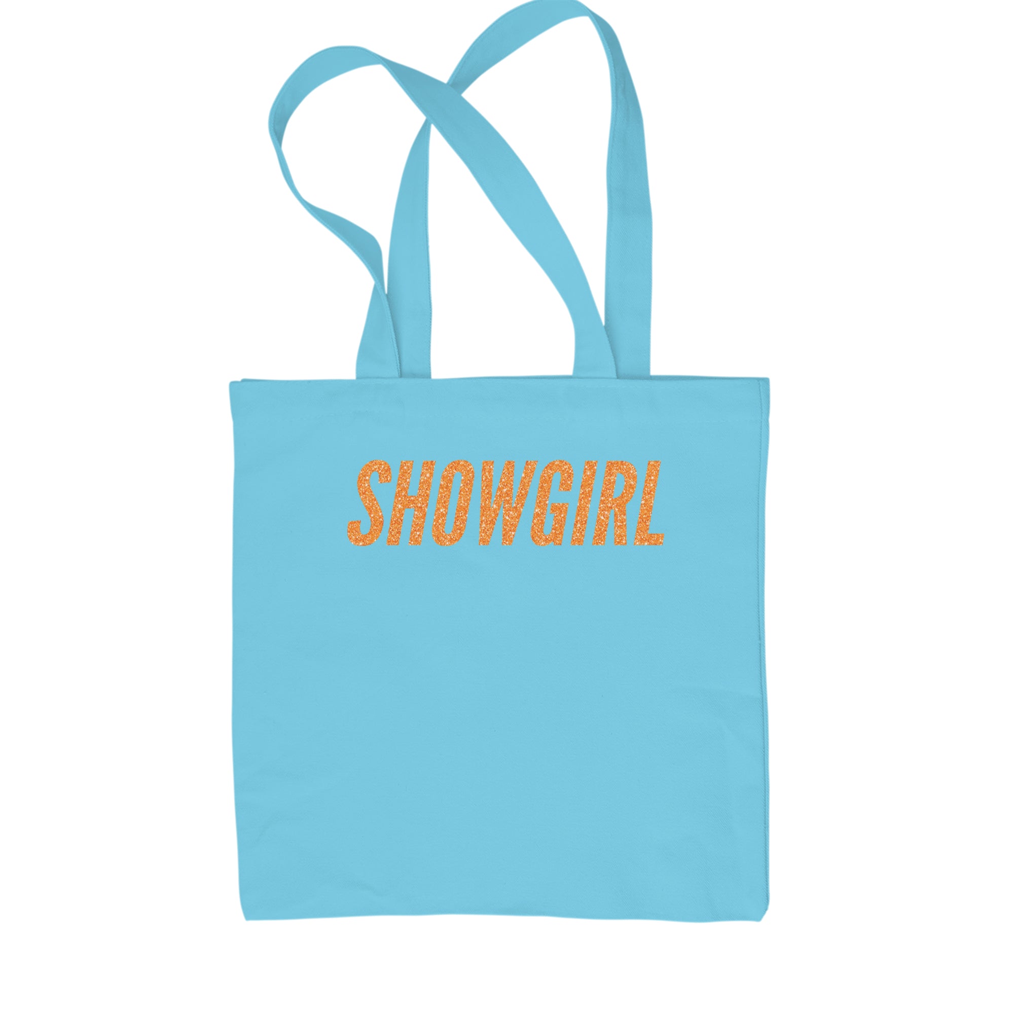 Showgirl Orange Glitter Shopping Tote Bag Sky Blue