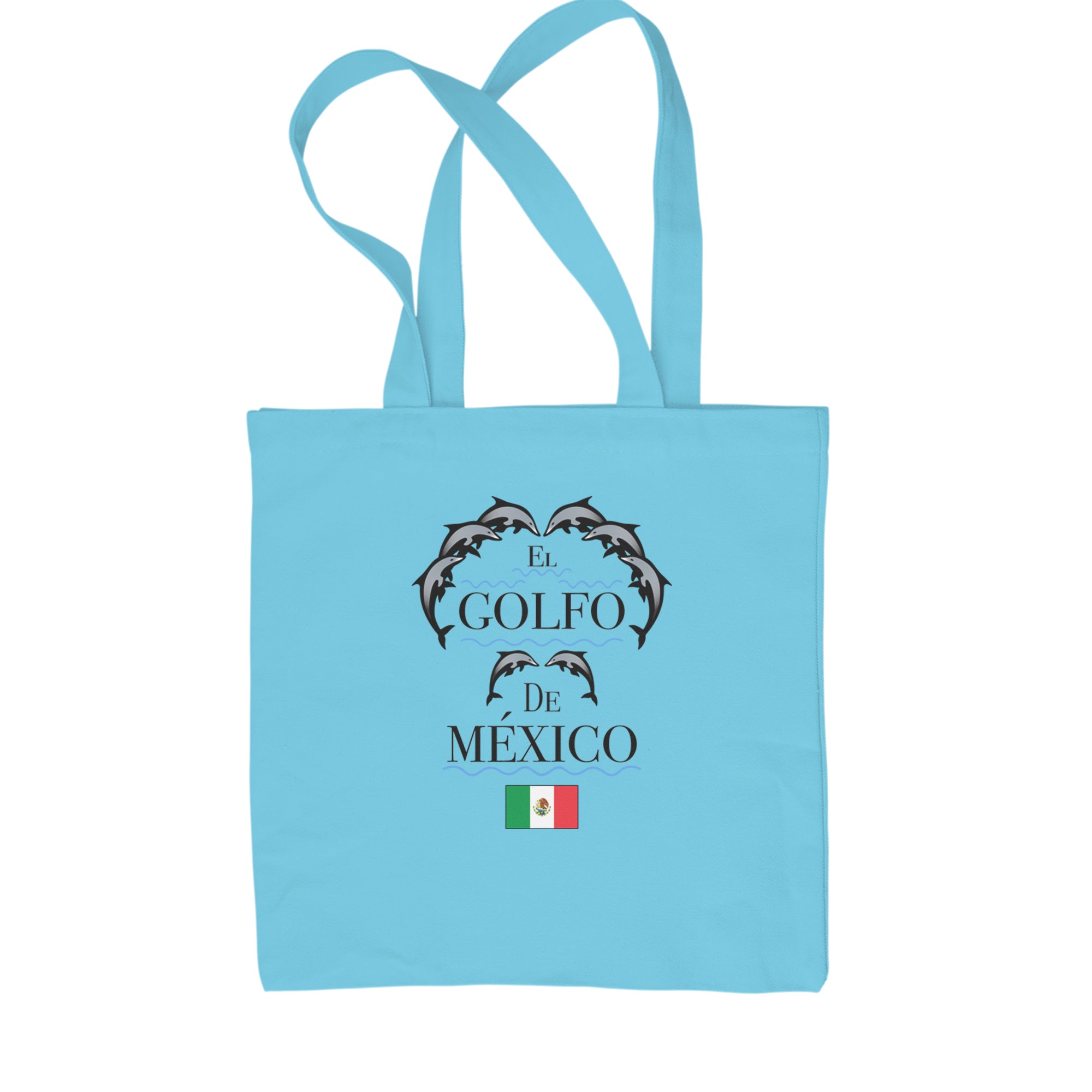 El Golfo De Mexico Dancing Dolphins Shopping Tote Bag Sky Blue