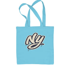 NYC New York City Grunge Street Shopping Tote Bag Sky Blue