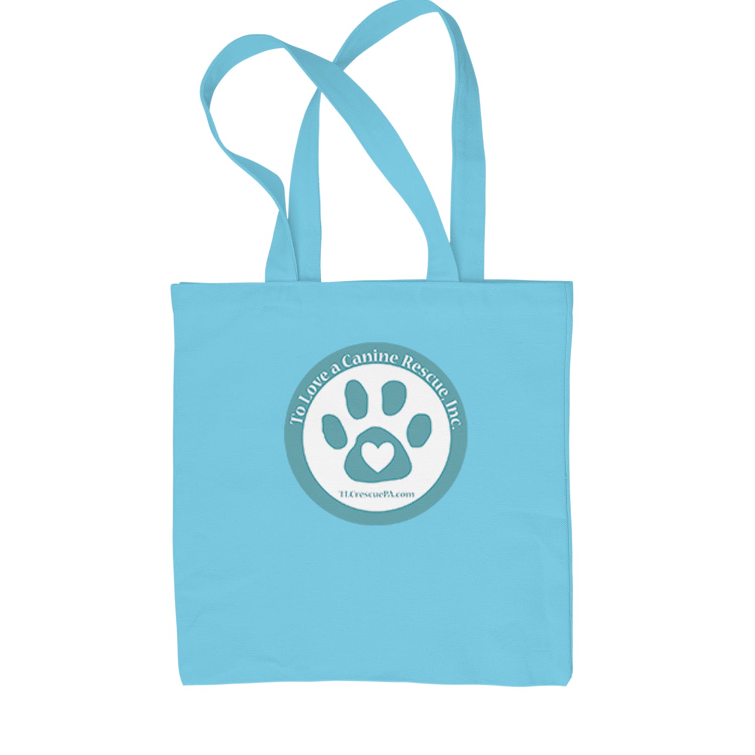 TLC To Love a Canine Dog Rescue Teal Shopping Tote Bag Sky Blue