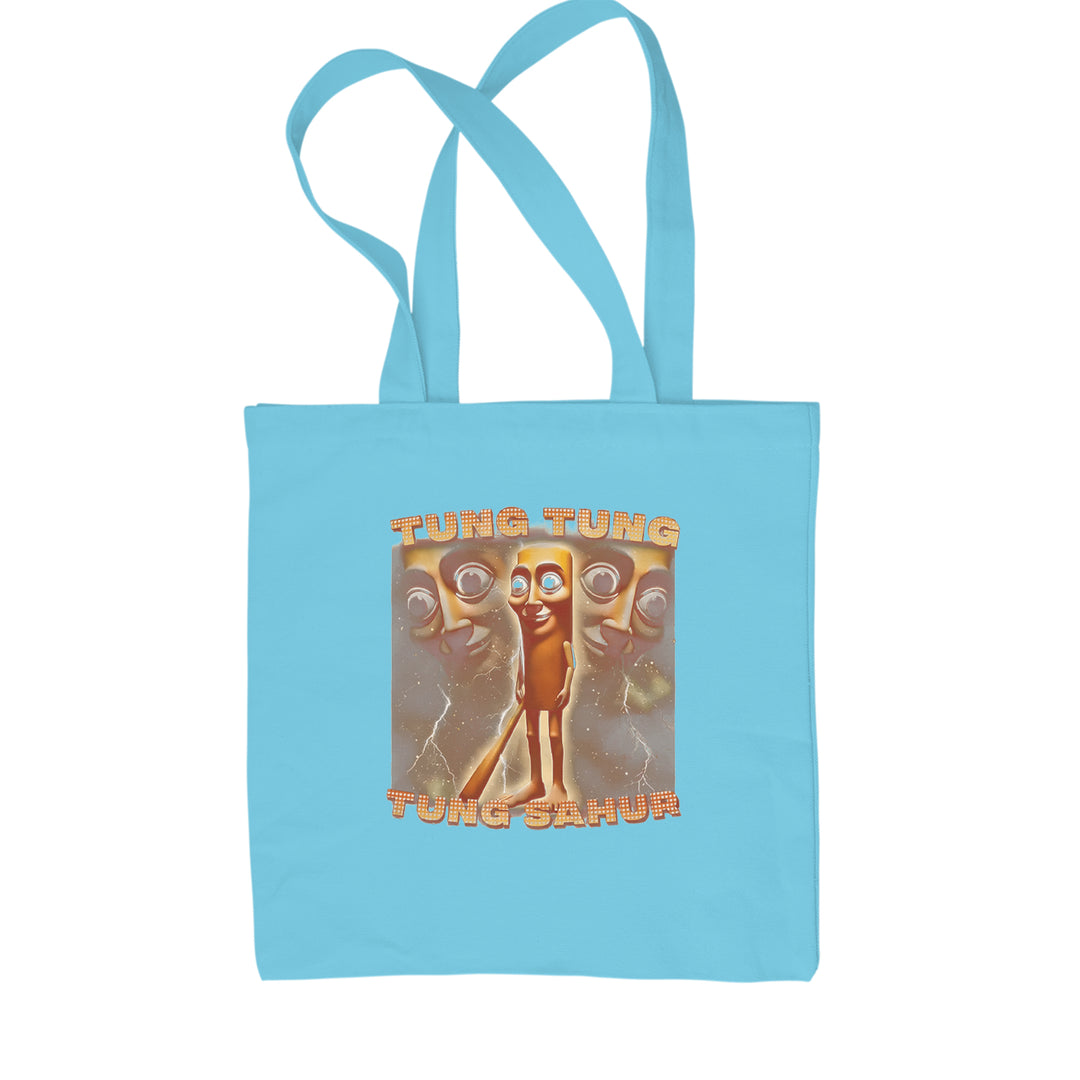 Tung Tung Tung Sahur Enforcer Shopping Tote Bag Sky Blue