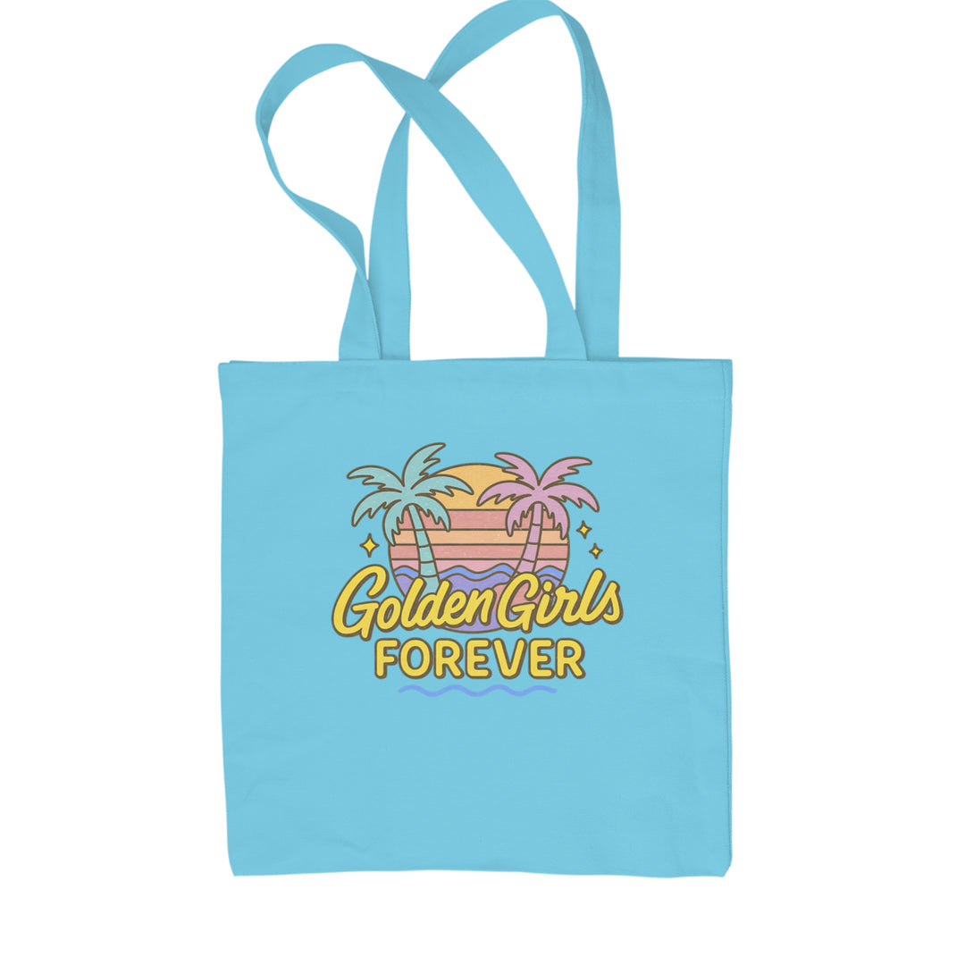 Golden Girls Forever Retro Sunset Shopping Tote Bag Sky Blue