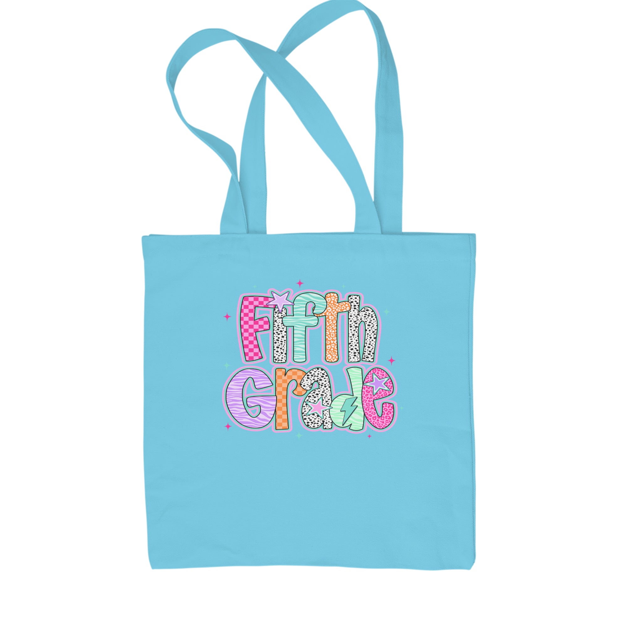 Fifth Grade Fly Colorful Back to School Shopping Tote Bag Sky Blue