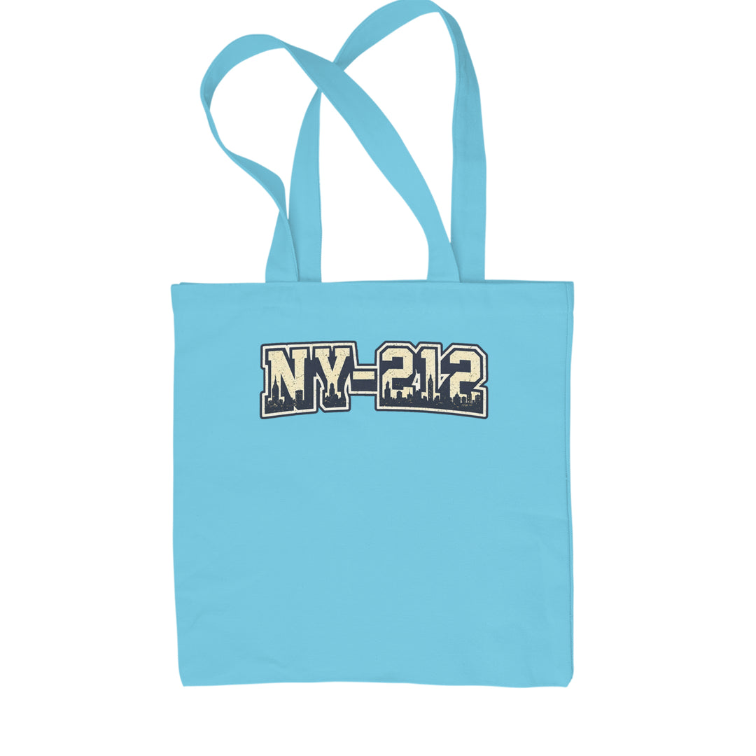 New York City 212 Area Code Skyline  Shopping Tote Bag Sky Blue