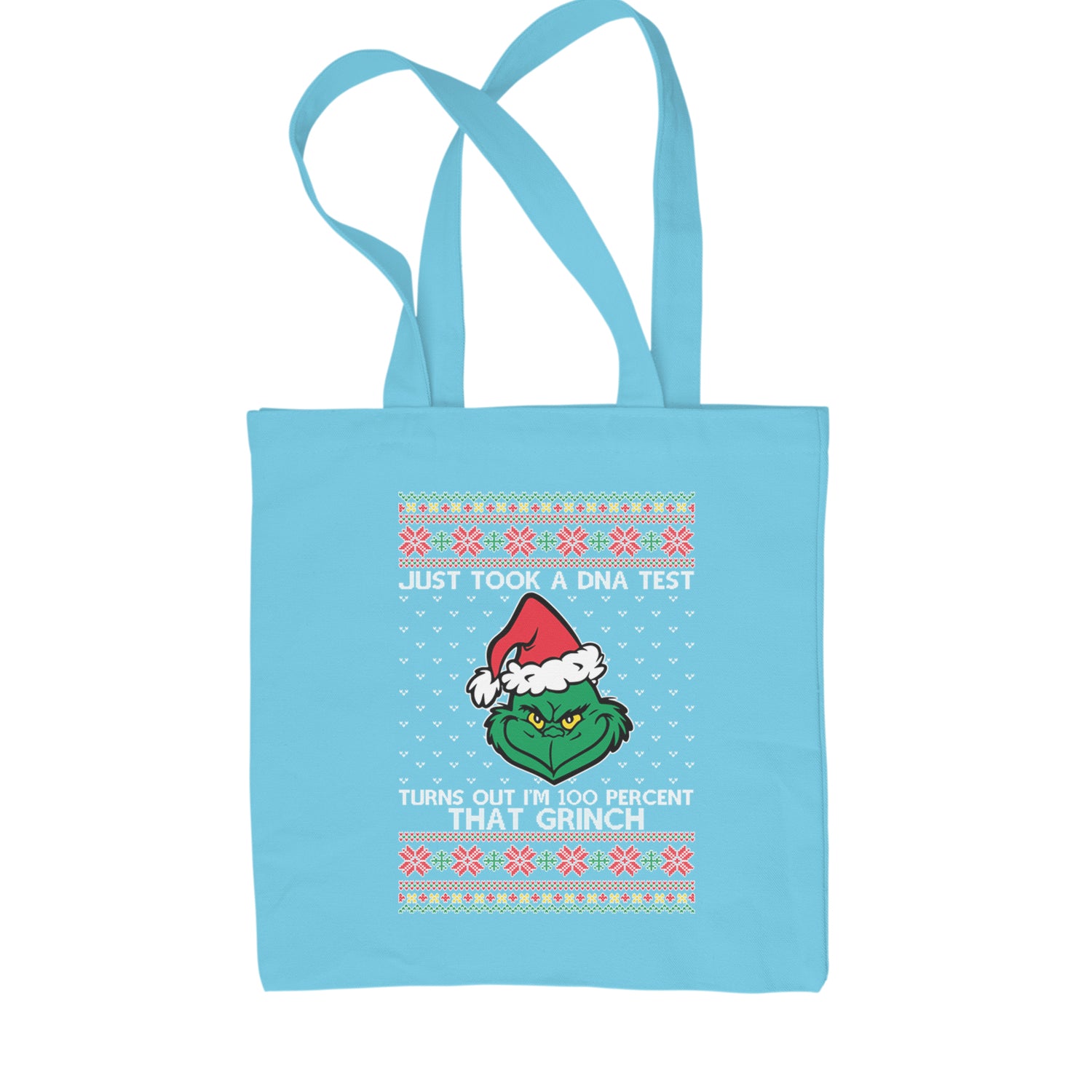 One Hundred Percent That Gr-nch Ugly Christmas Shopping Tote Bag Sky Blue