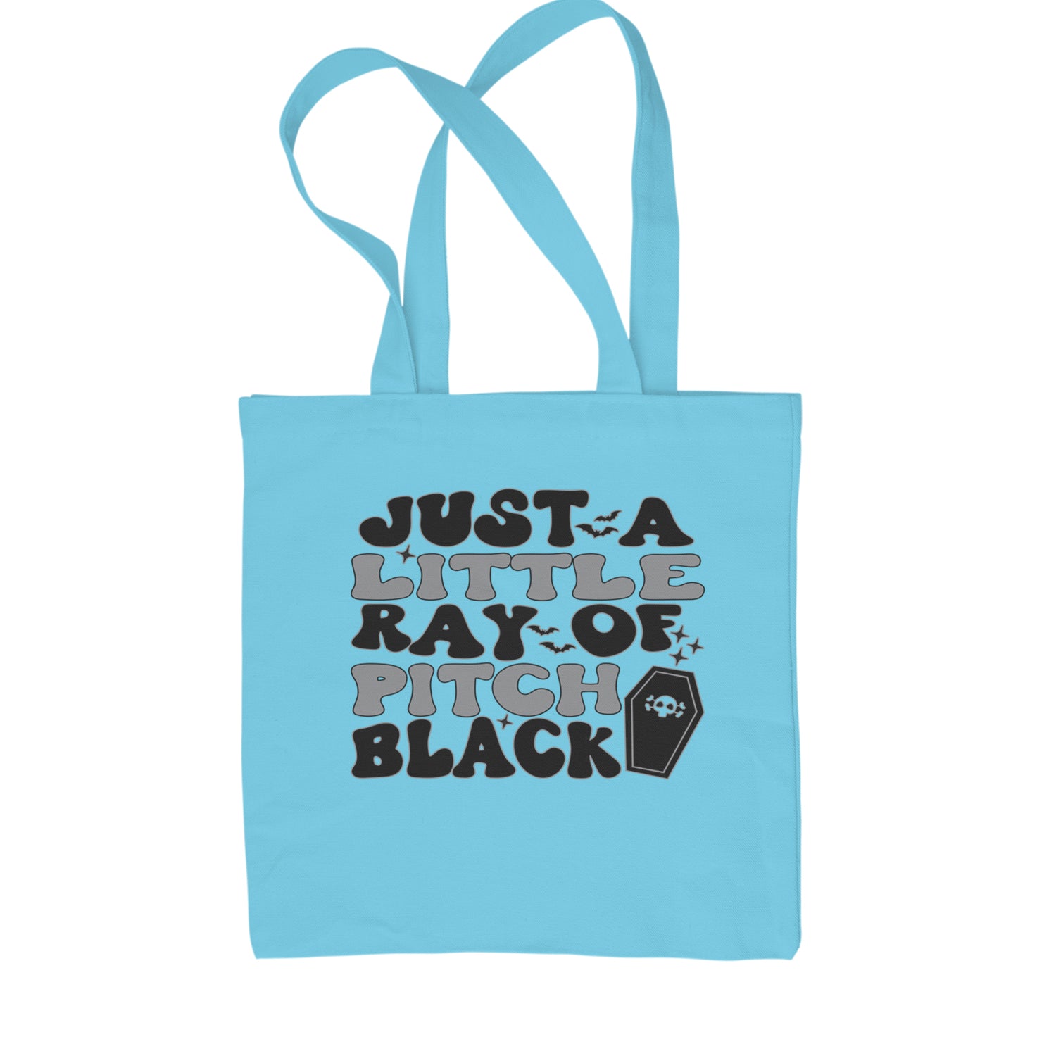 Just A Little Ray of Pitch Black Shopping Tote Bag Sky Blue