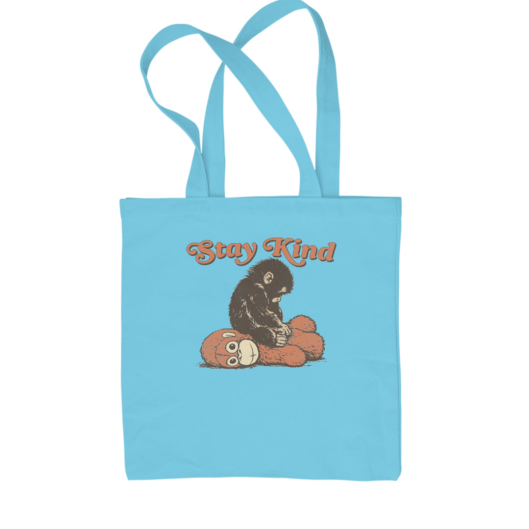 Punch Stay Kind Macaque Shopping Tote Bag Sky Blue