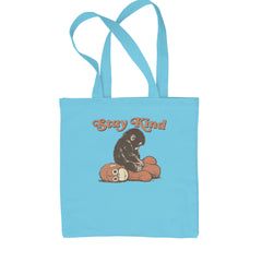 Punch Stay Kind Macaque Shopping Tote Bag Sky Blue
