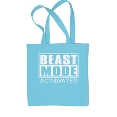 Activated Beast Mode Workout Gym Clothing Shopping Tote Bag Sky Blue