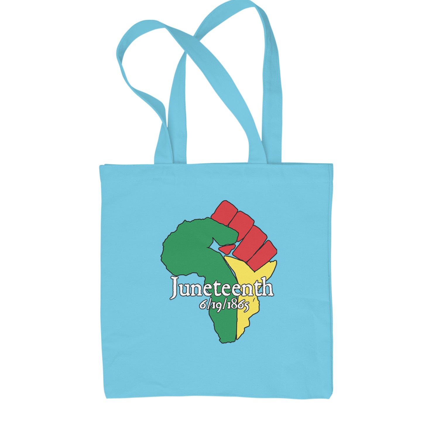 Juneteenth Raised Fist Africa Celebrate Emancipation Day Shopping Tote Bag Sky Blue