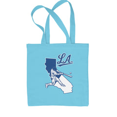 Los Angeles Baseball Batter Up Shopping Tote Bag Sky Blue