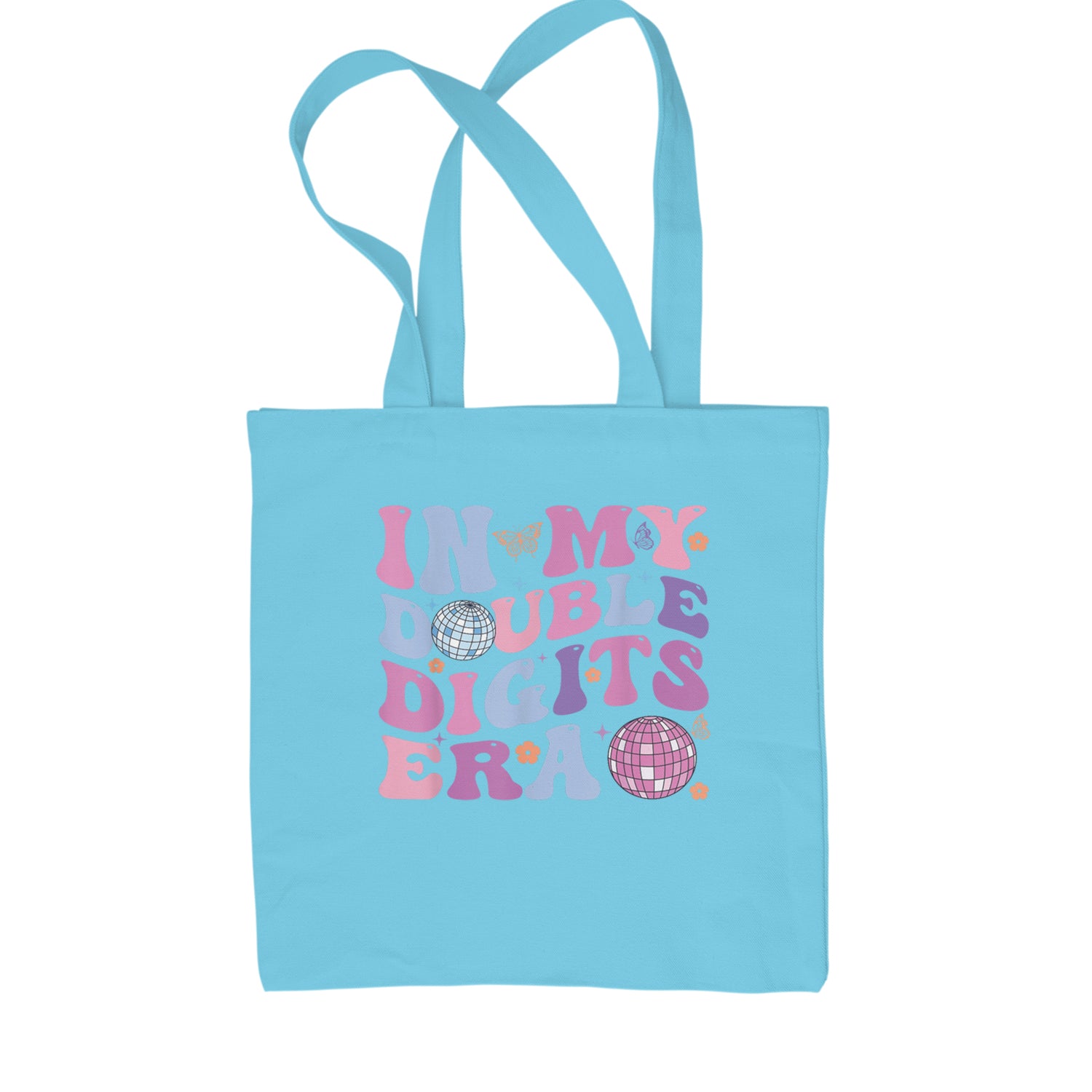 In My Double Digits Era Retro 10 Year Old 10th Birthday Shopping Tote Bag Sky Blue