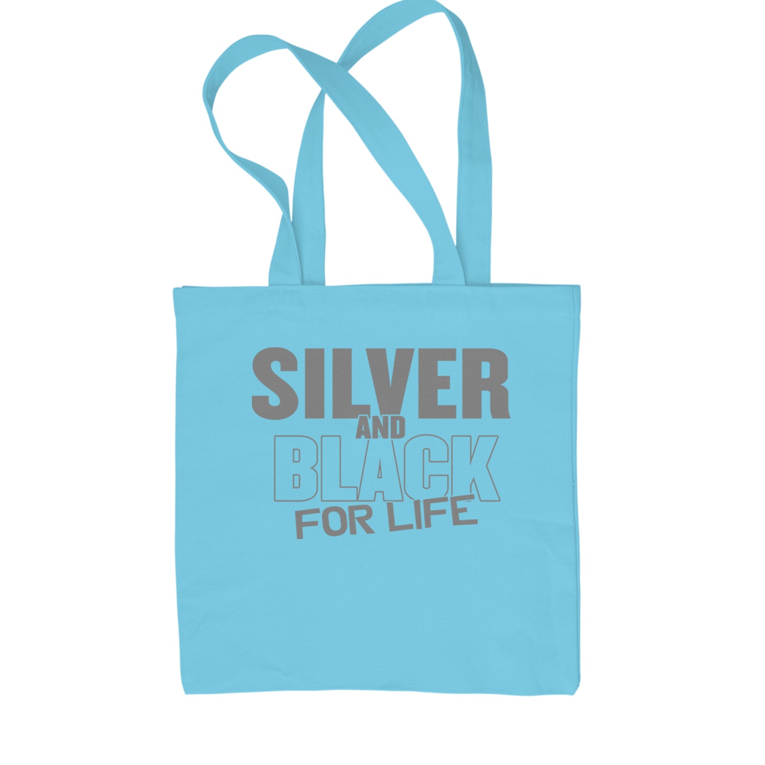 Silver And Black For Life Football Fan Shopping Tote Bag Sky Blue