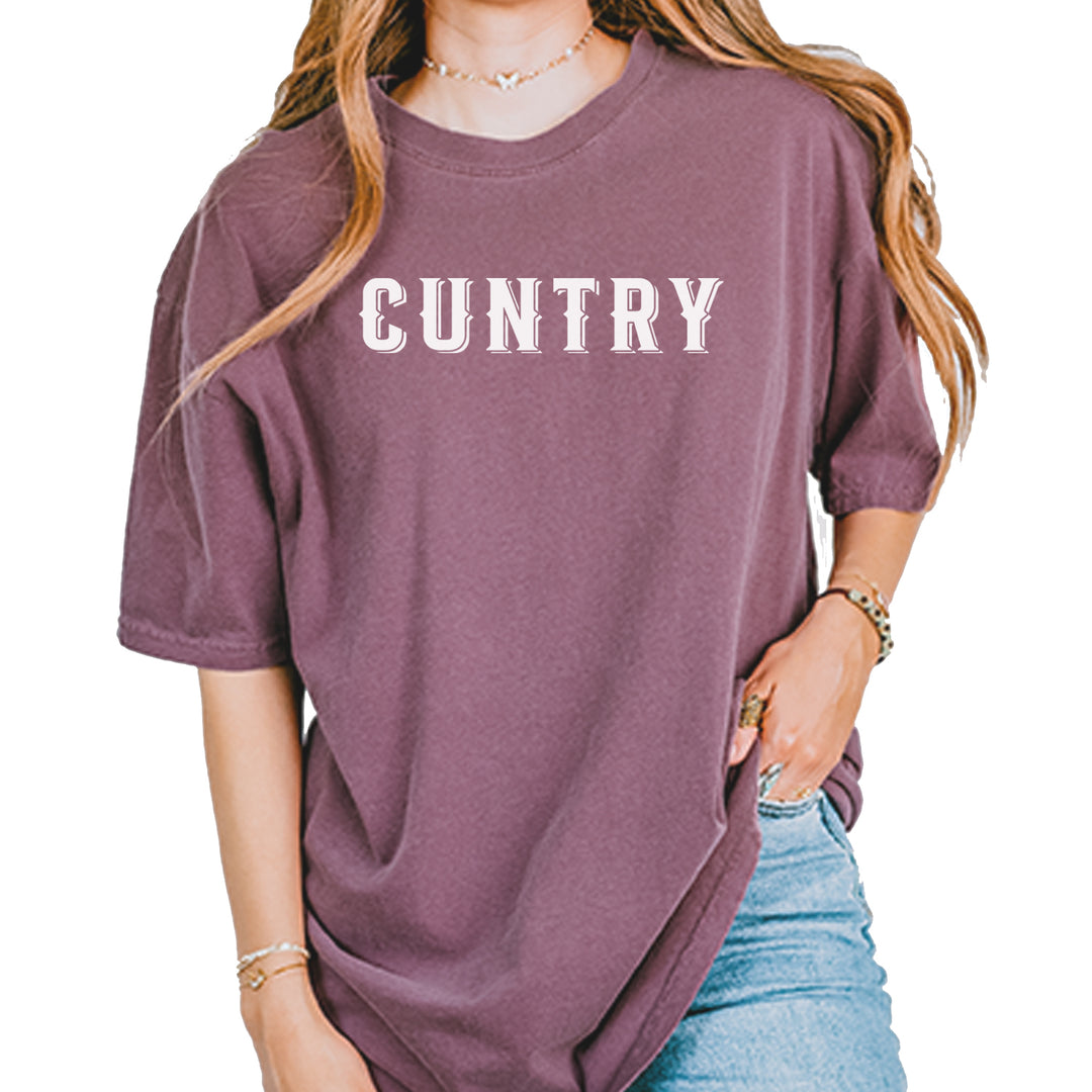 Cuntry Been Country Cowboy graphic on Garment-Dyed Heavyweight Unisex T-Shirt in Berry