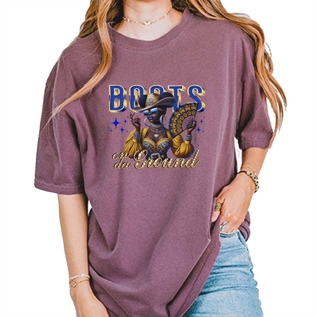 Boots On Da Ground Folding Fan Vintage Soft Unisex T-shirt Berry