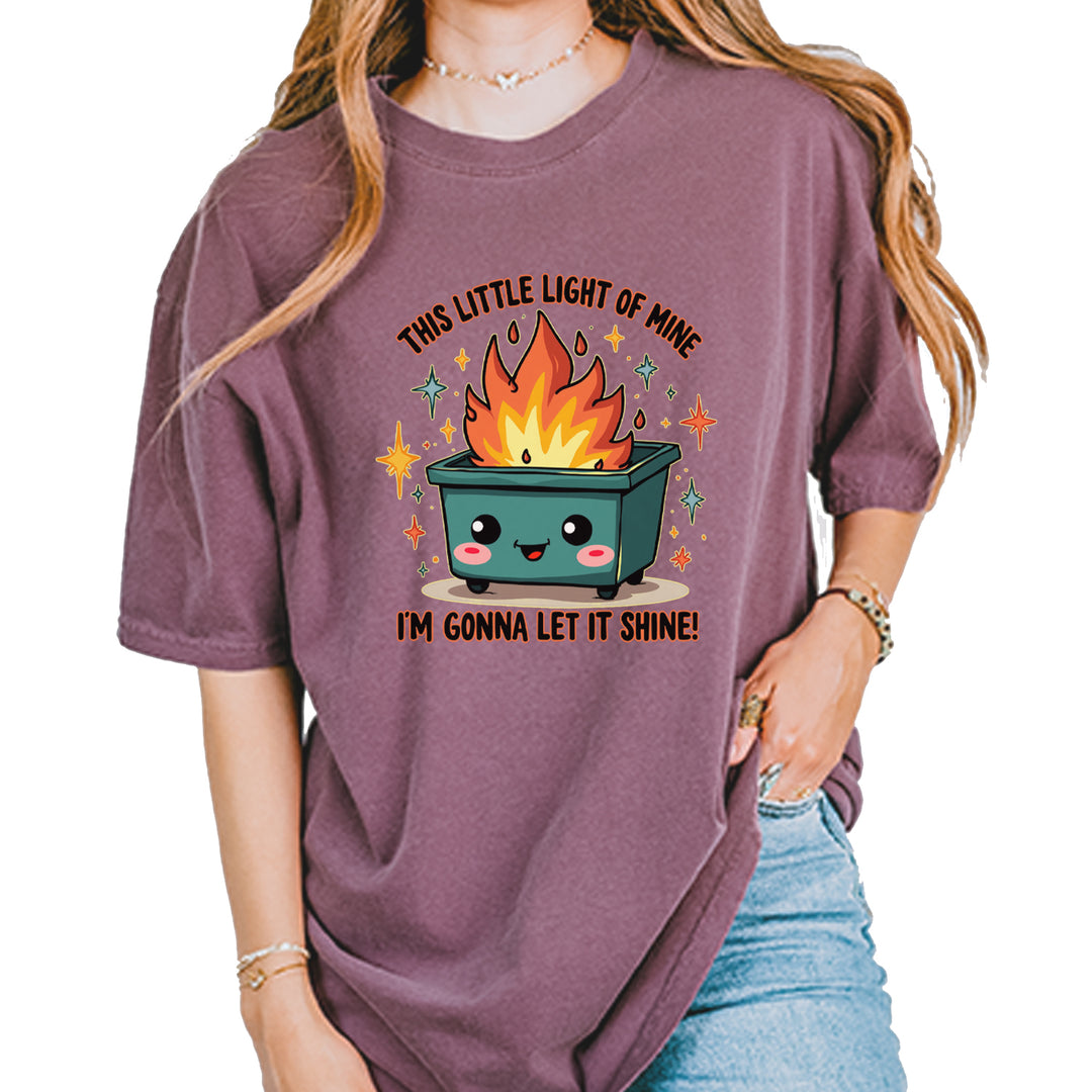 This Little Light of Mine Dumpster Fire Smile Face Vintage Soft Unisex T-shirt Berry