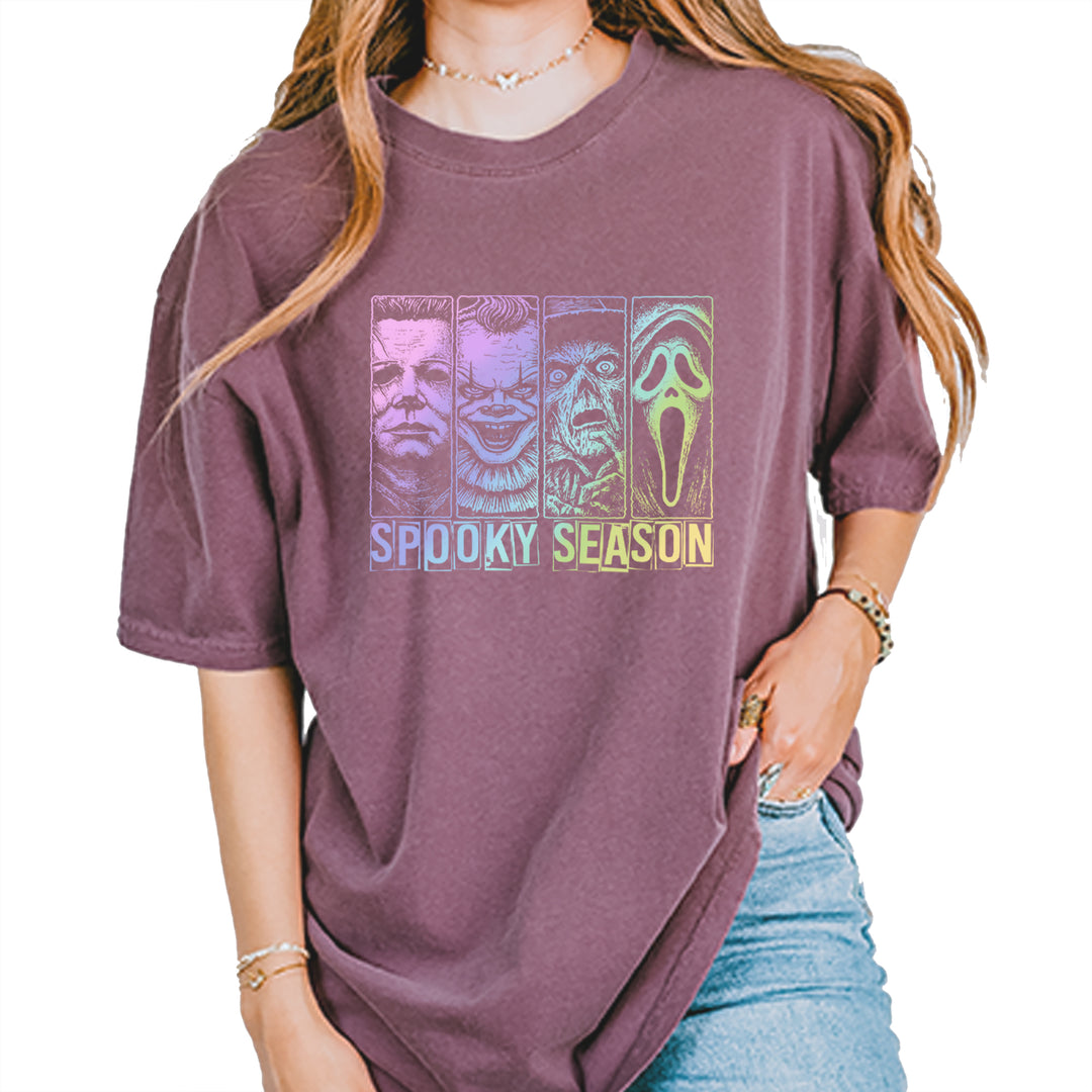 Spooky Season Horror Icons Halloween Vintage Soft Unisex T-shirt Berry