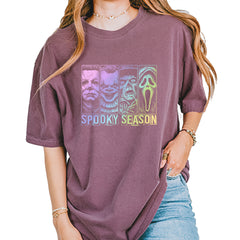 Spooky Season Horror Icons Halloween Vintage Soft Unisex T-shirt Berry