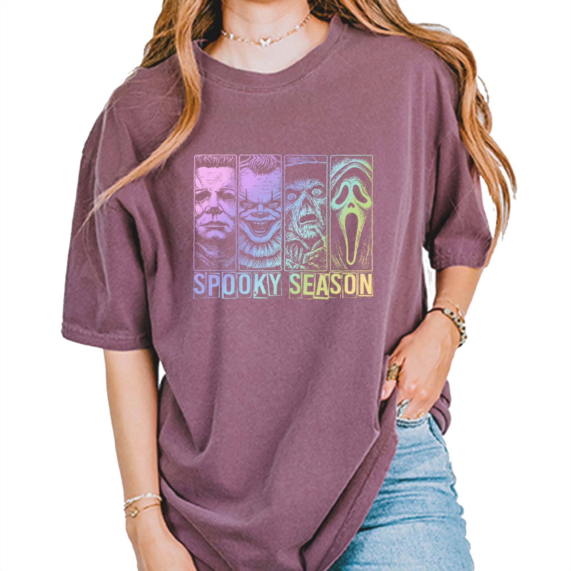 Spooky Season Horror Icons Halloween Vintage Soft Unisex T-shirt Pepper