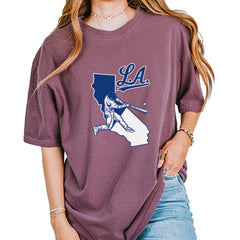 Los Angeles Baseball Batter Up Vintage Soft Unisex T-shirt Berry