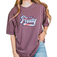 Philly Baseball Stitching Vintage Soft Unisex T-shirt Berry