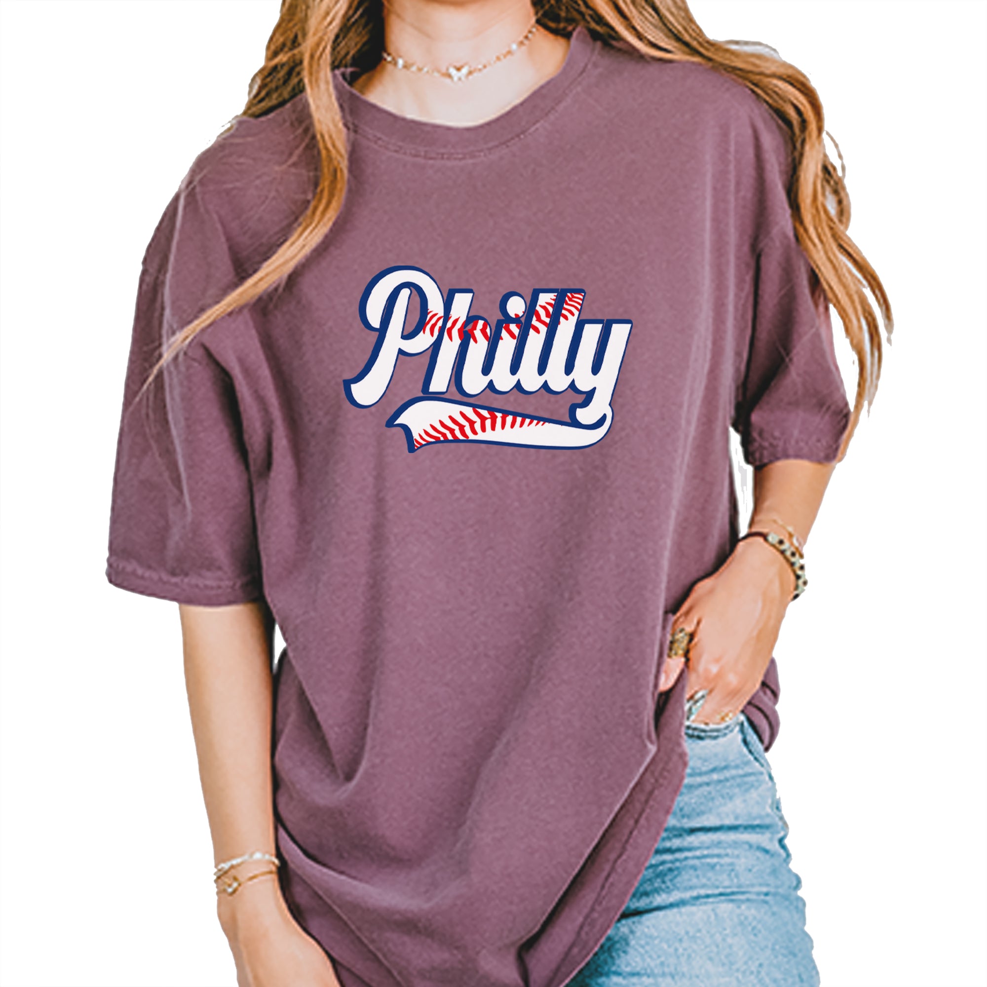 Philly Baseball Stitching Vintage Soft Unisex T-shirt Berry