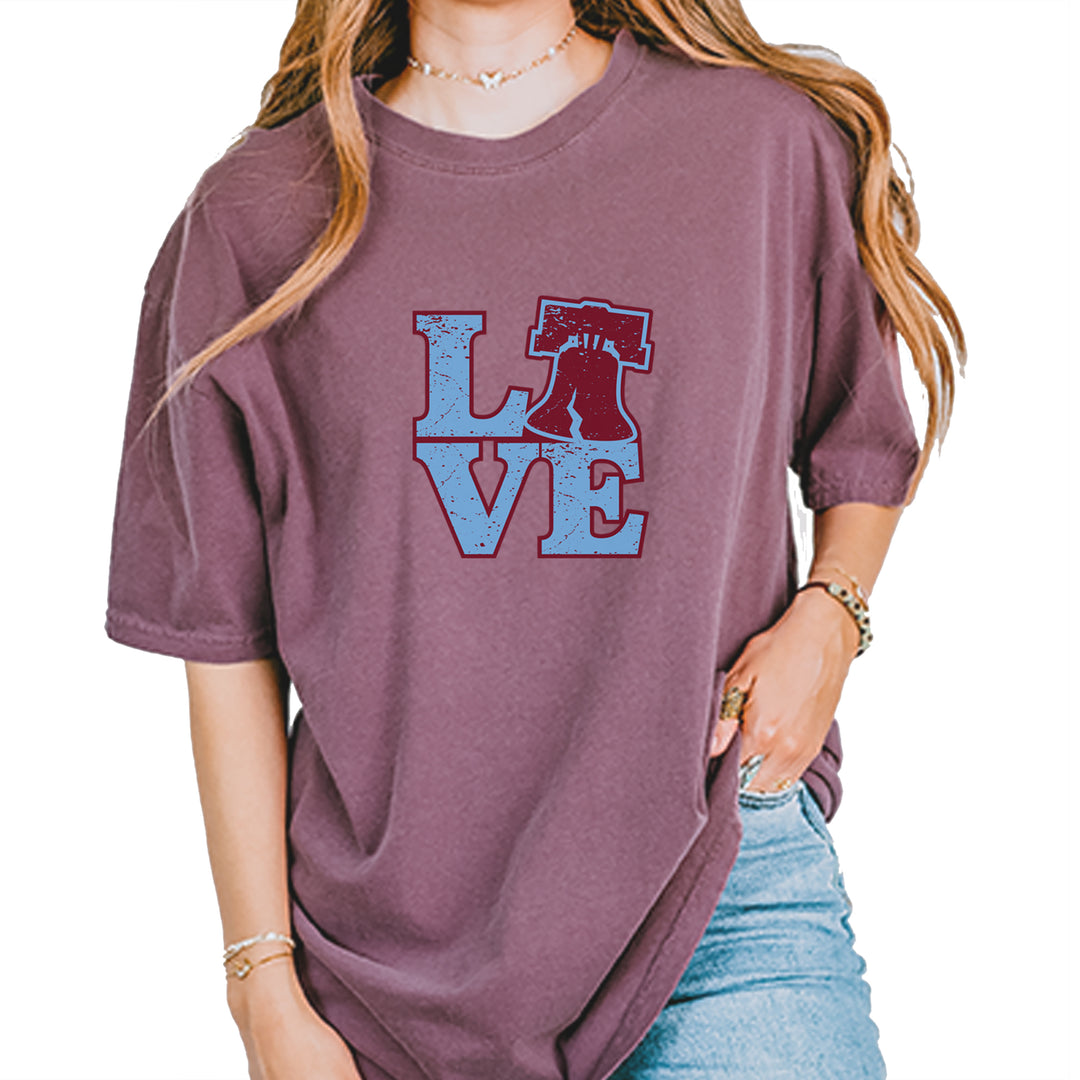 Love Philly Liberty Bell Vintage Soft Unisex T-shirt Berry