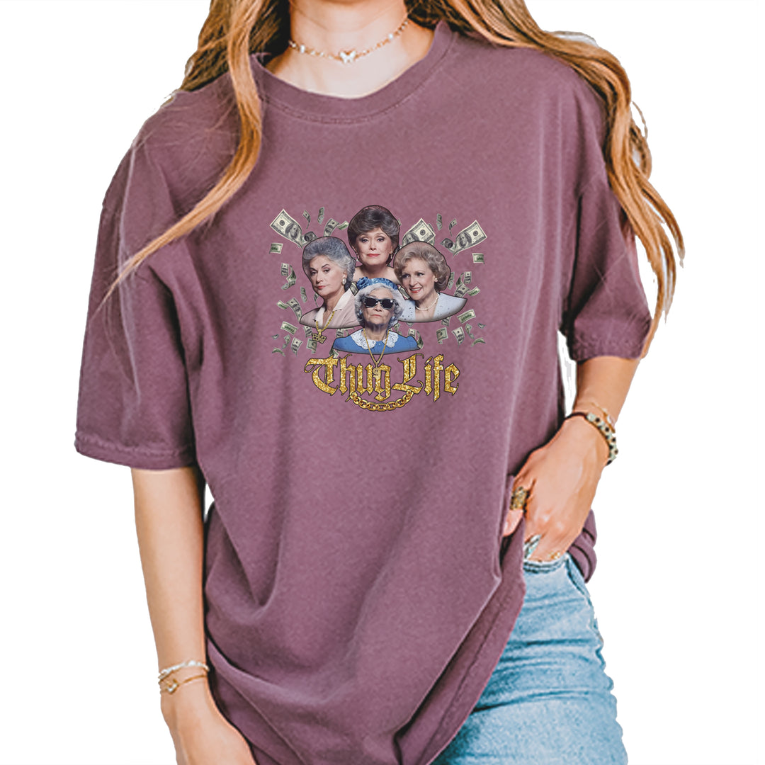 Golden Chain Thug Life Girls Vintage Soft Unisex T-shirt Berry