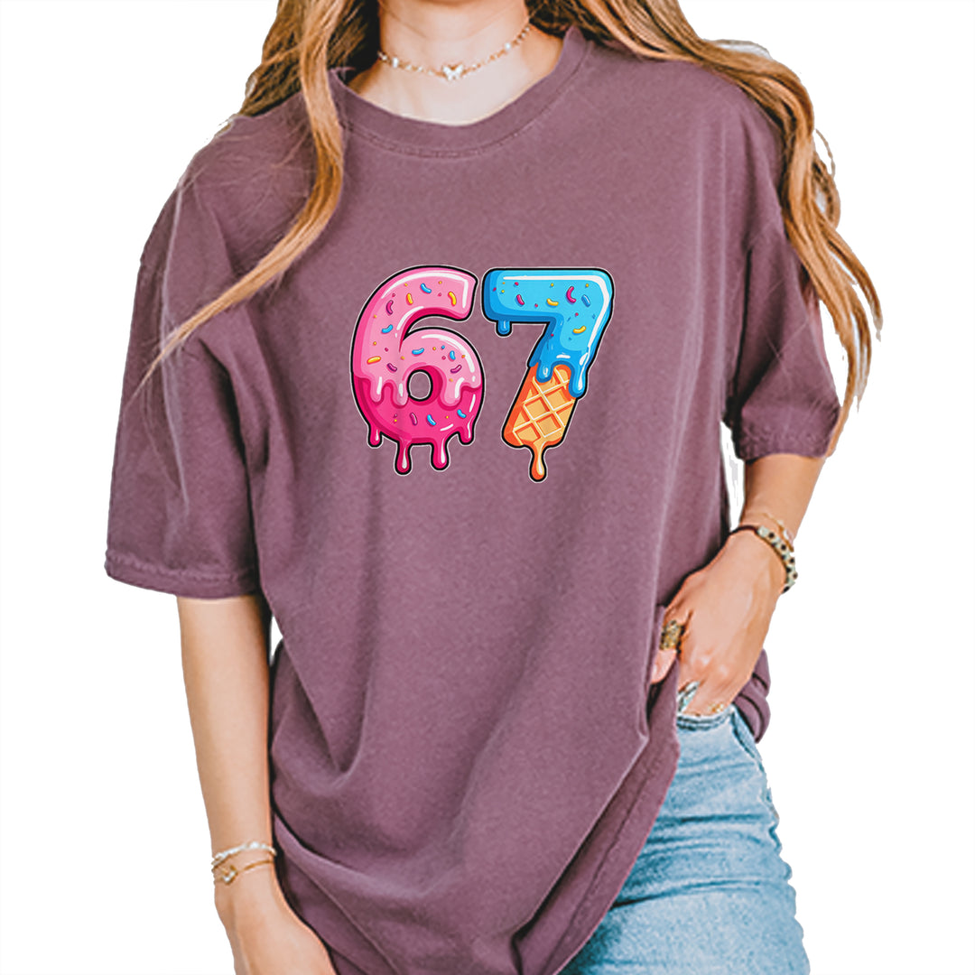 67 Dripping Ice Cream Donut Melt Vintage Soft Unisex T-shirt Berry