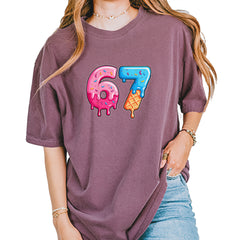 67 Dripping Ice Cream Donut Melt Vintage Soft Unisex T-shirt Berry
