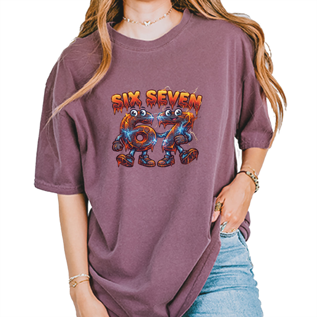 67 Lava Lightning Six Seven Meme Vintage Soft Unisex T-shirt Berry