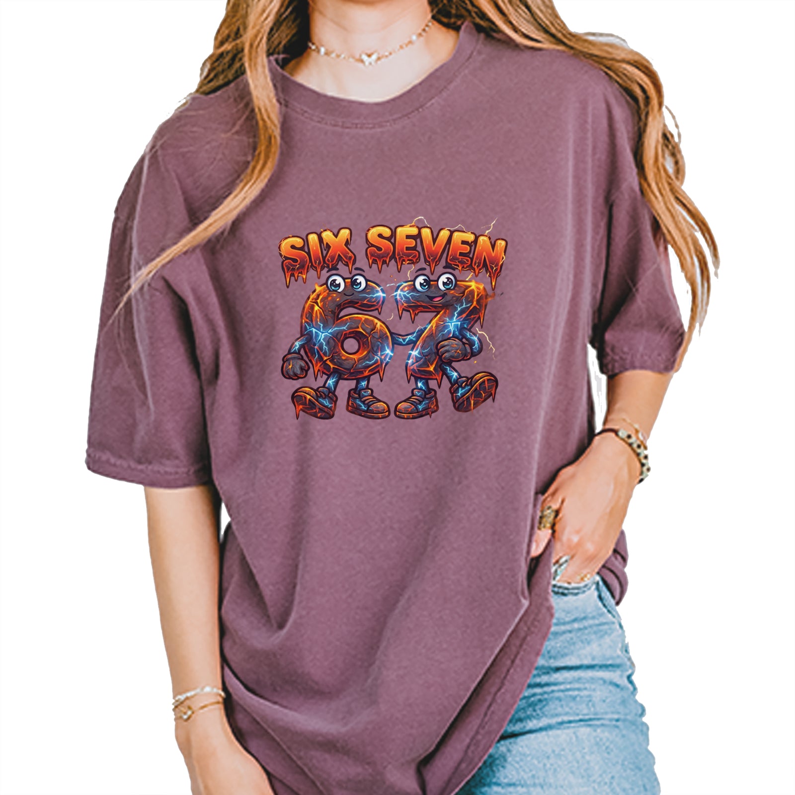 67 Lava Lightning Six Seven Meme Vintage Soft Unisex T-shirt Pepper