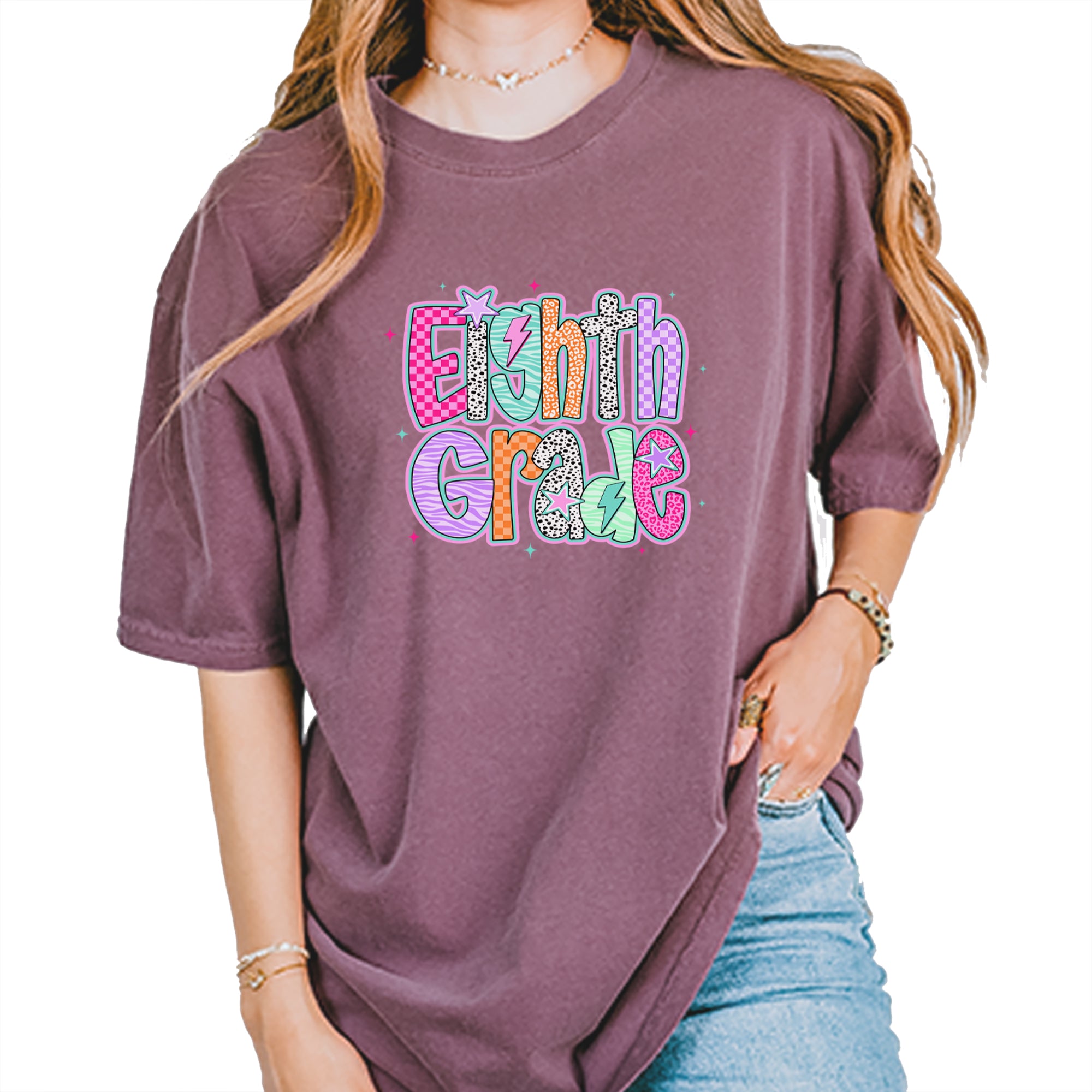 Eighth Grade Energy Colorful Back to School Vintage Soft Unisex T-shirt Berry