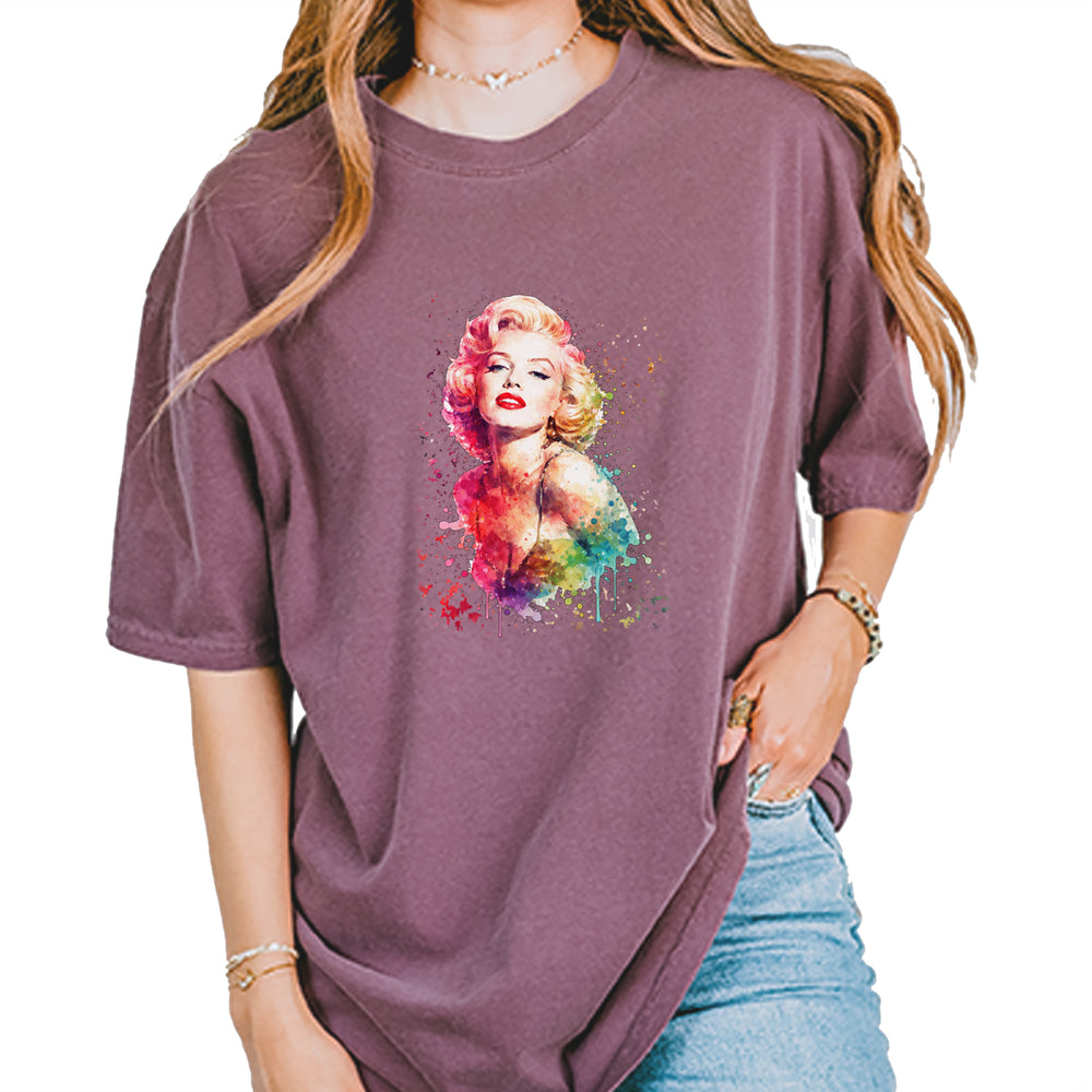 Mrs. Monroe Watercolors Bombshell Vintage Soft Unisex T-shirt Berry
