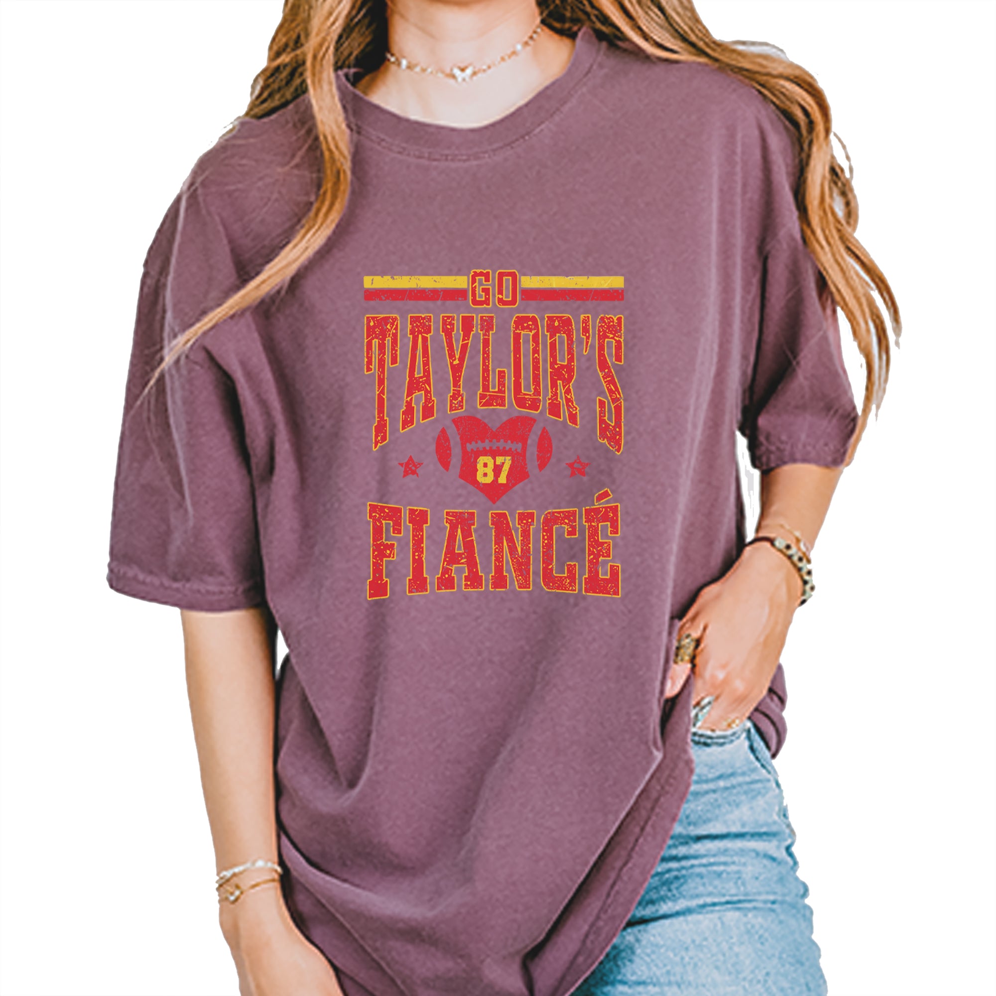 Go Taylor's Fiancé Engagement Game Day Vintage Soft Unisex T-shirt Berry