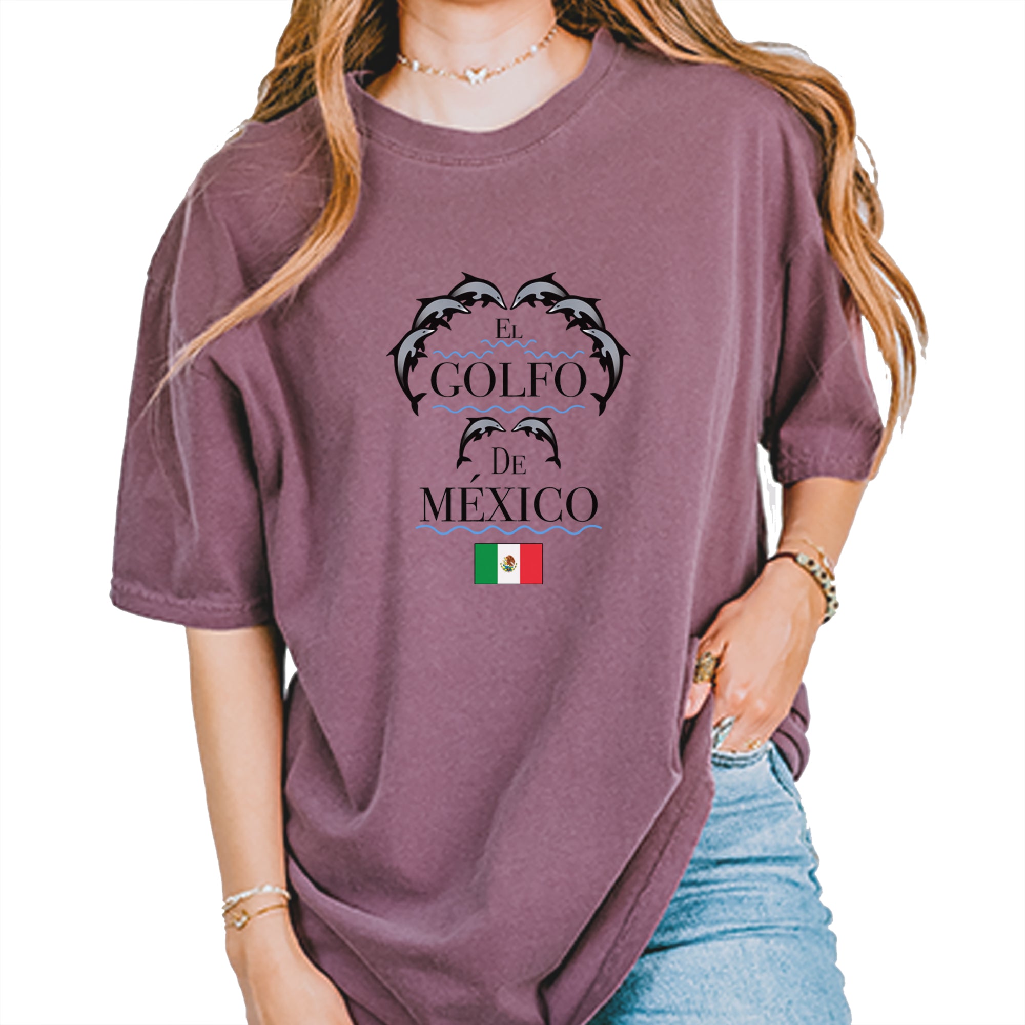 El Golfo De Mexico Dancing Dolphins Vintage Soft Unisex T-shirt Berry