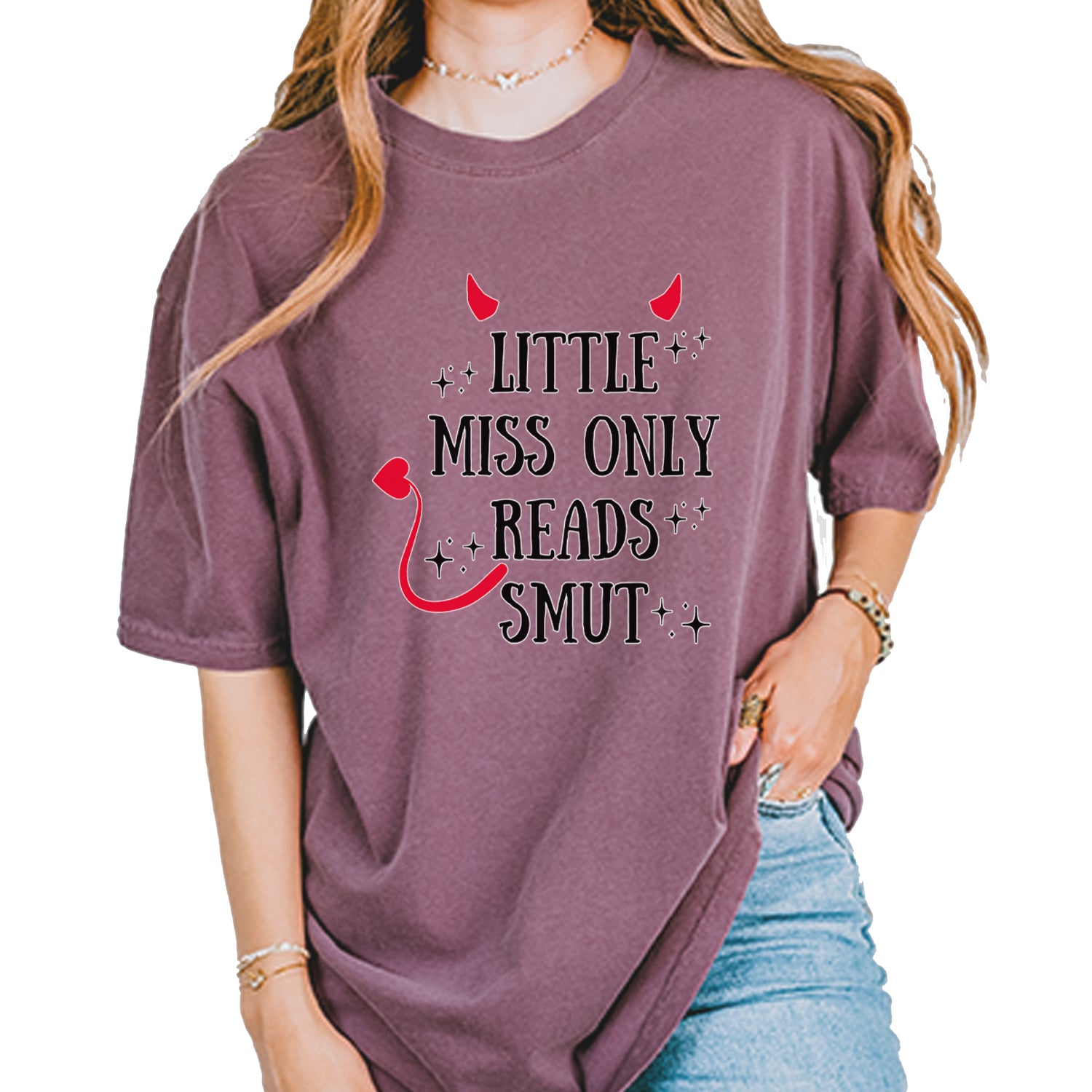 Little Miss Only Reads Smut Devilish Vintage Soft Unisex T-shirt Berry