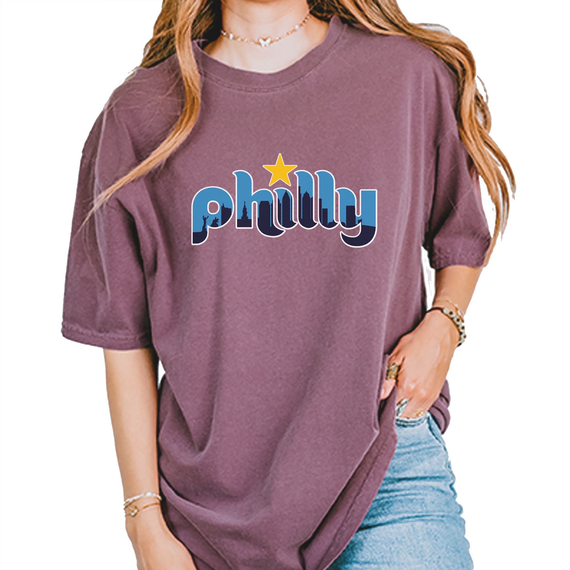 Skyline Philly Philadelphia Vintage Soft Unisex T-shirt Berry