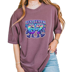 Six Seven 67 Retro Pixel Buddies Vintage Soft Unisex T-shirt Berry
