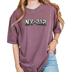 New York City 212 Area Code Skyline  Vintage Soft Unisex T-shirt Berry